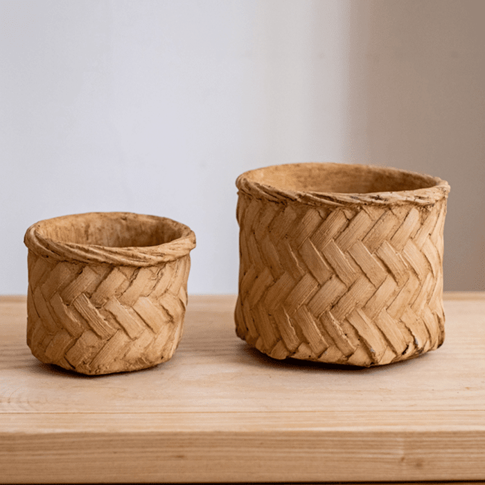 Bamboo Looking Cement Planter - Cheeky Garden