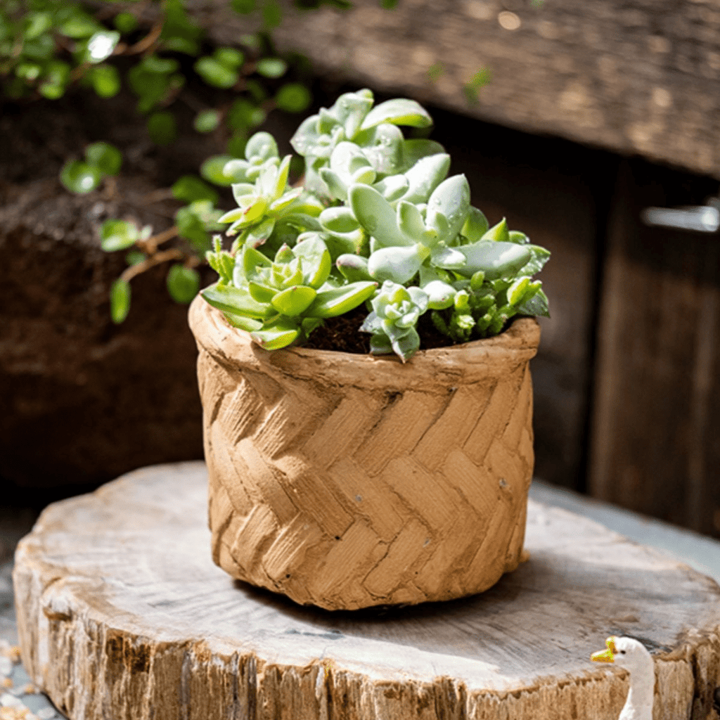 Bamboo Looking Cement Planter - Cheeky Garden