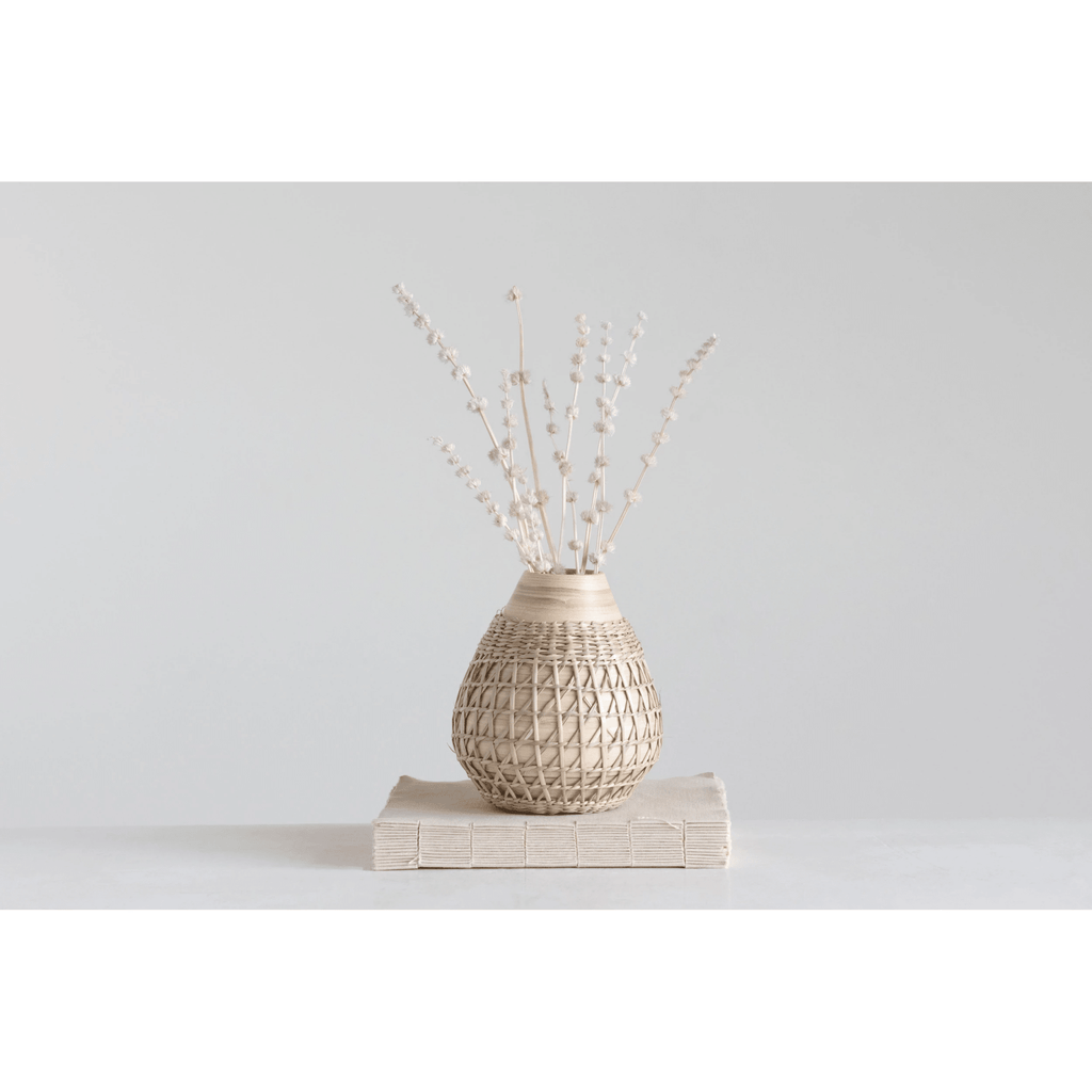 Bamboo Vase with Seagrass Weave - Cheeky Garden