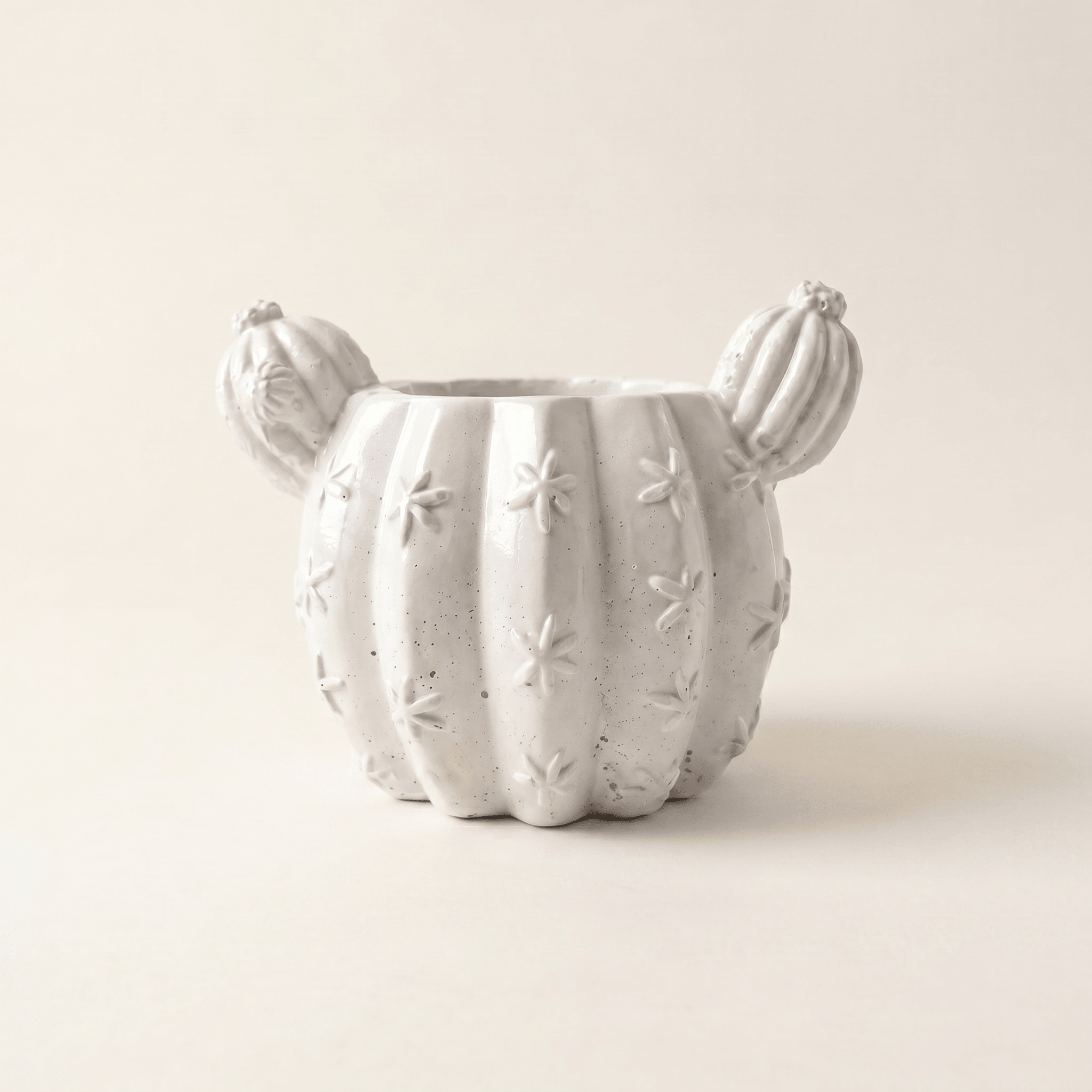 Barrel Cactus Planter – Gypsum White 3.5" - Cheeky Garden