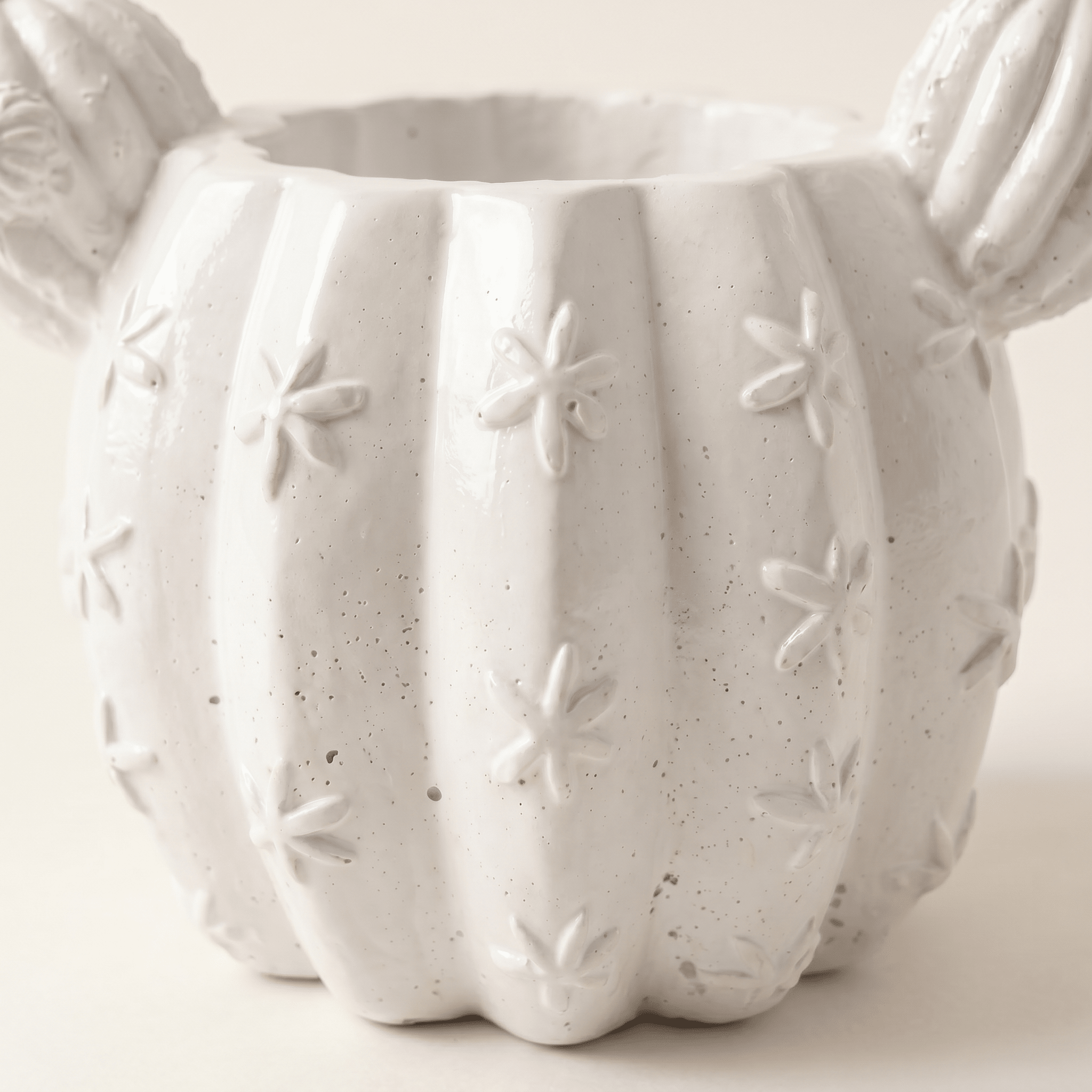 Barrel Cactus Planter – Gypsum White 3.5" - Cheeky Garden