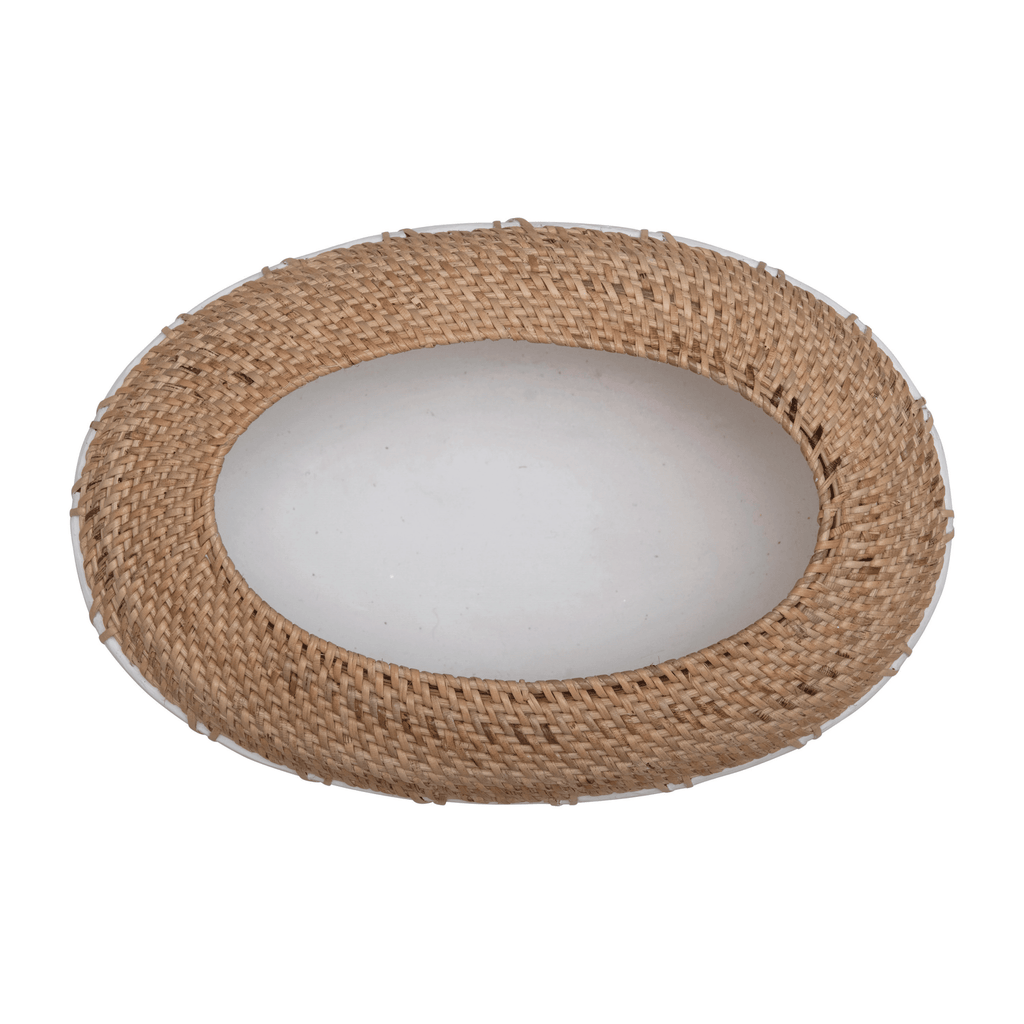 Benton Terracotta Planter with Hand-Woven Rattan Stitching - Cheeky Garden