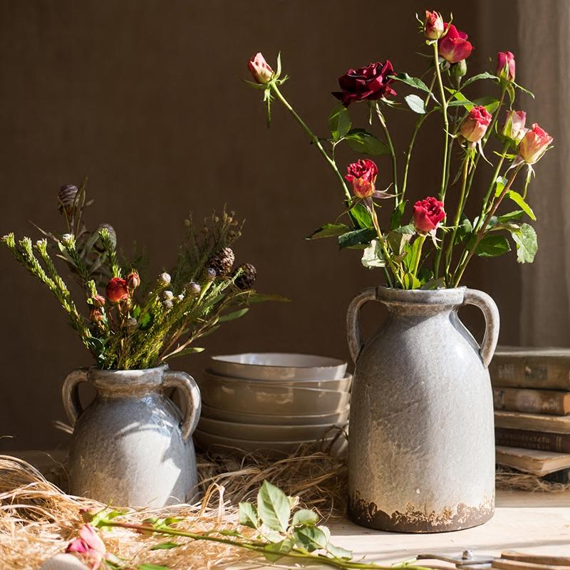 Binglie Glazed Pottery Vase with Handles - Cheeky Garden