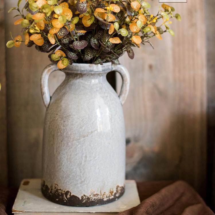 Binglie Glazed Pottery Vase with Handles - Cheeky Garden