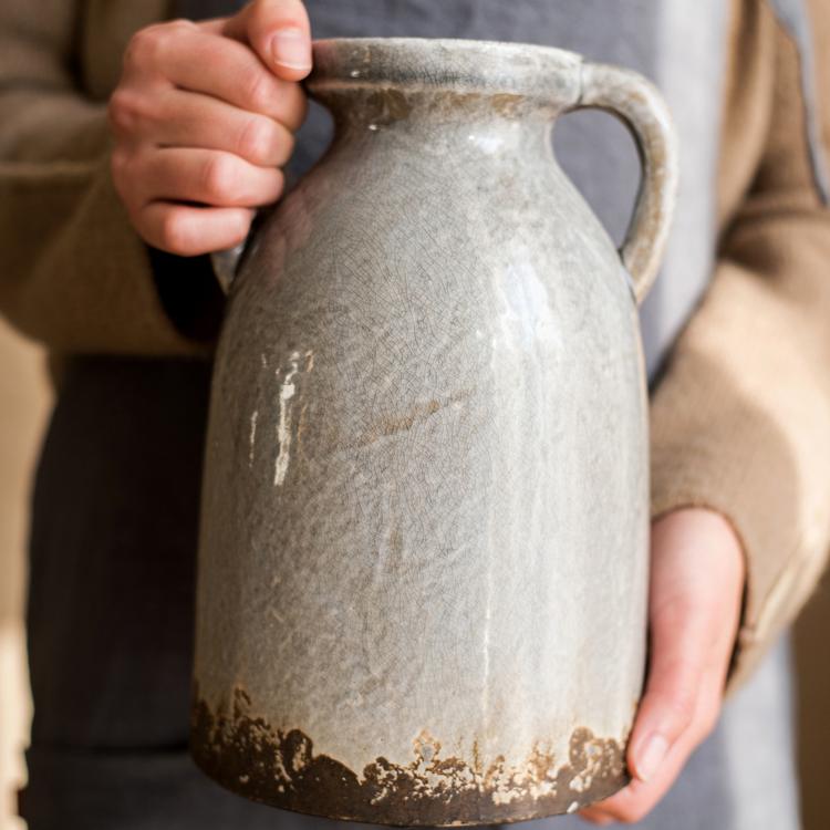 Binglie Glazed Pottery Vase with Handles - Cheeky Garden