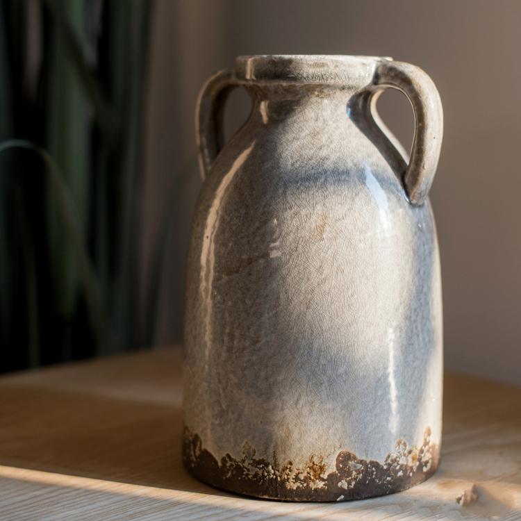 Binglie Glazed Pottery Vase with Handles - Cheeky Garden