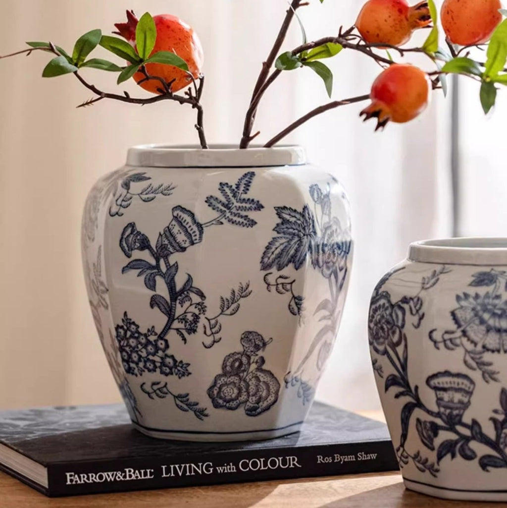 Blue and White Porcelain Floral Vase - Cheeky Garden