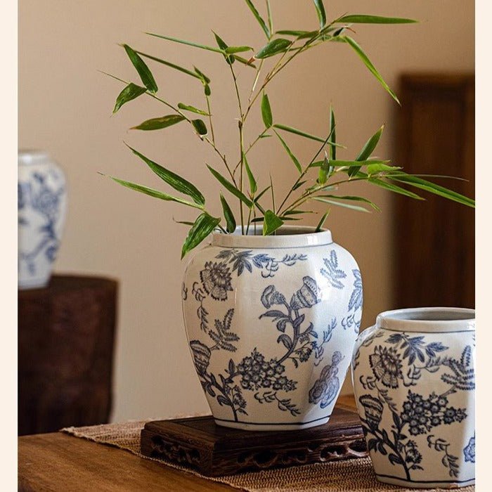 Blue and White Porcelain Floral Vase - Cheeky Garden