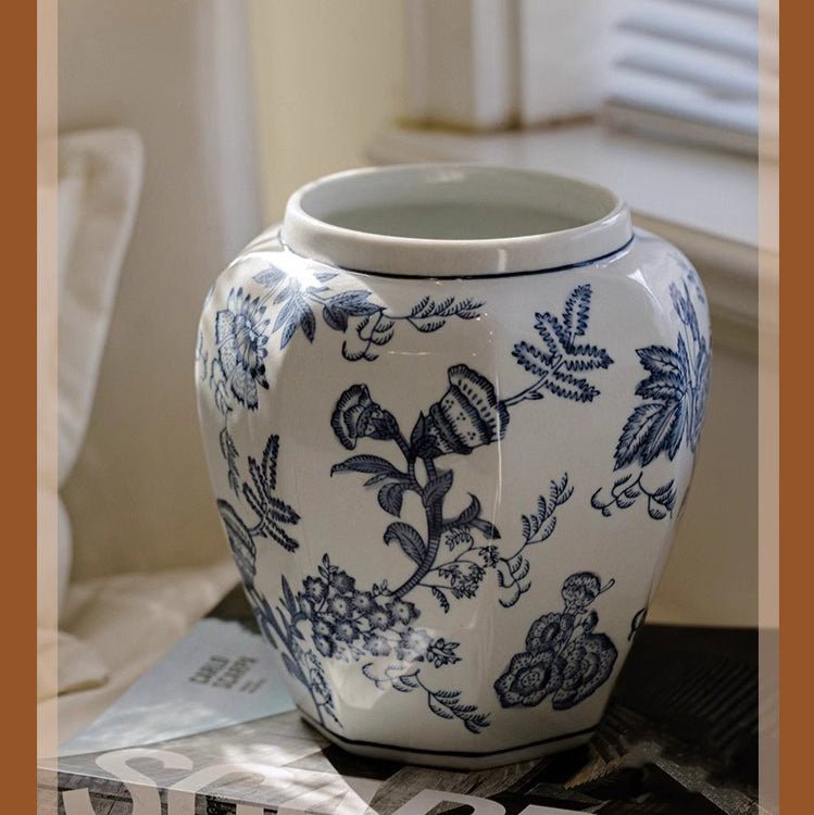 Blue and White Porcelain Floral Vase - Cheeky Garden