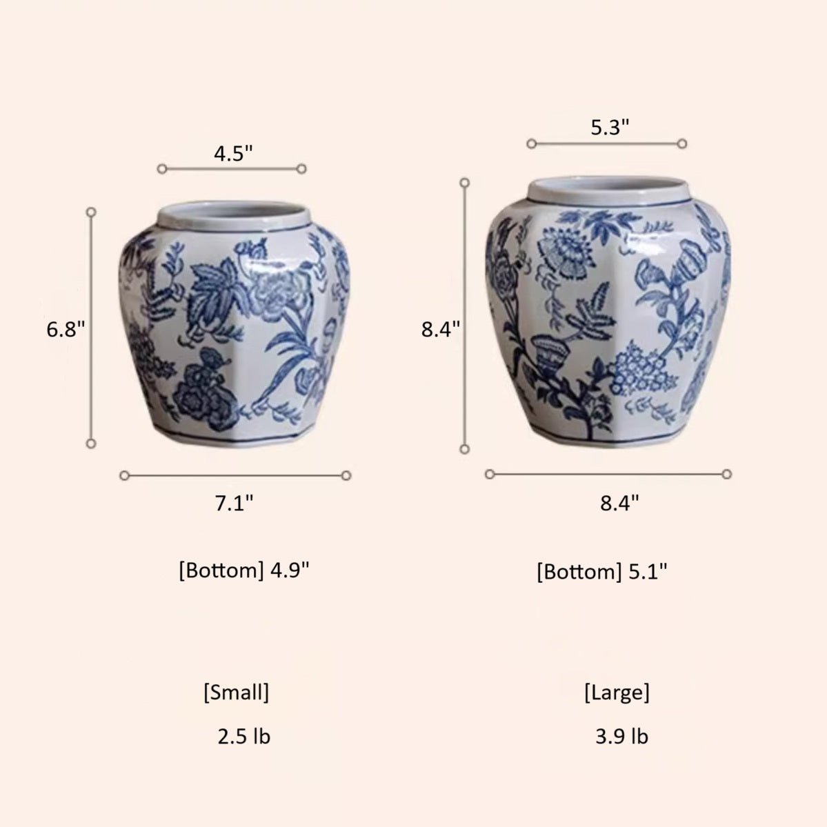 Blue and White Porcelain Floral Vase - Cheeky Garden