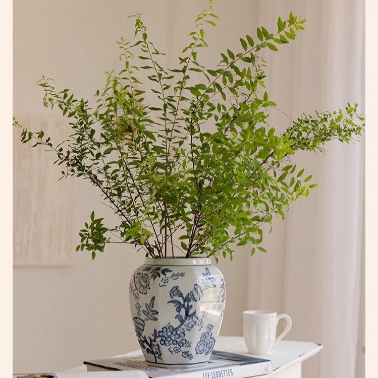Blue and White Porcelain Floral Vase - Cheeky Garden