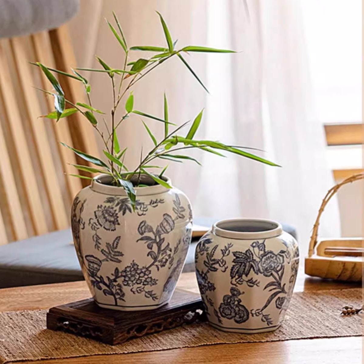 Blue and White Porcelain Floral Vase - Cheeky Garden