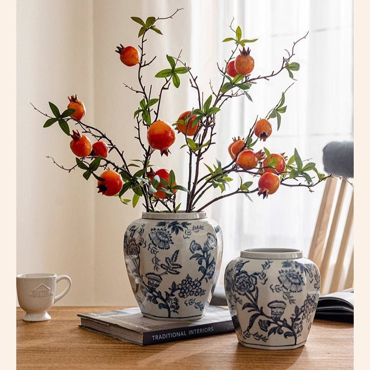 Blue and White Porcelain Floral Vase - Cheeky Garden
