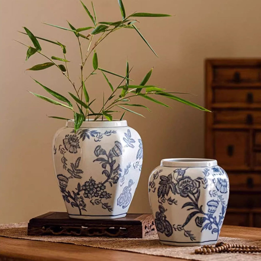 Blue and White Porcelain Floral Vase - Cheeky Garden