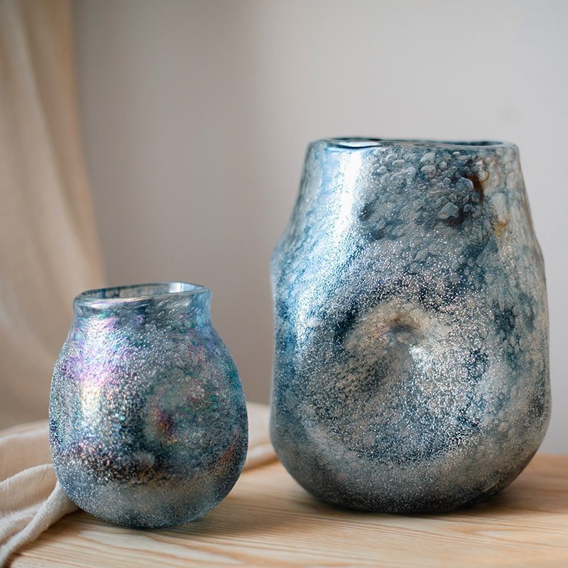 Blue Bubble Hand Blown Glass Vase - Cheeky Garden