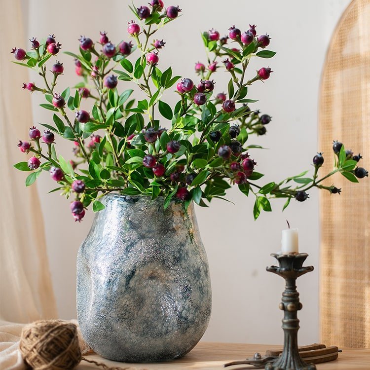 Blue Bubble Hand Blown Glass Vase - Cheeky Garden