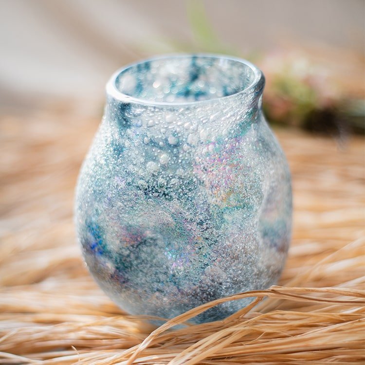 Blue Bubble Hand Blown Glass Vase - Cheeky Garden