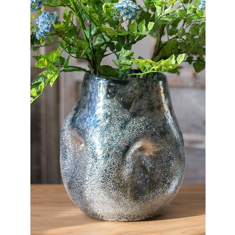Blue Bubble Hand Blown Glass Vase - Cheeky Garden