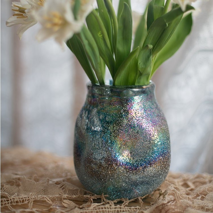 Blue Bubble Hand Blown Glass Vase - Cheeky Garden