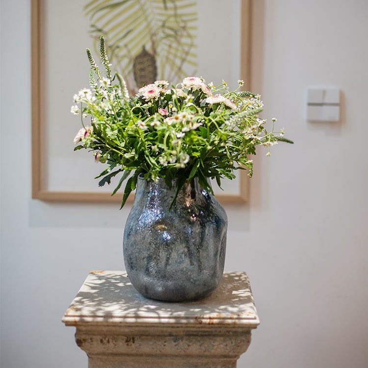 Blue Bubble Hand Blown Glass Vase - Cheeky Garden
