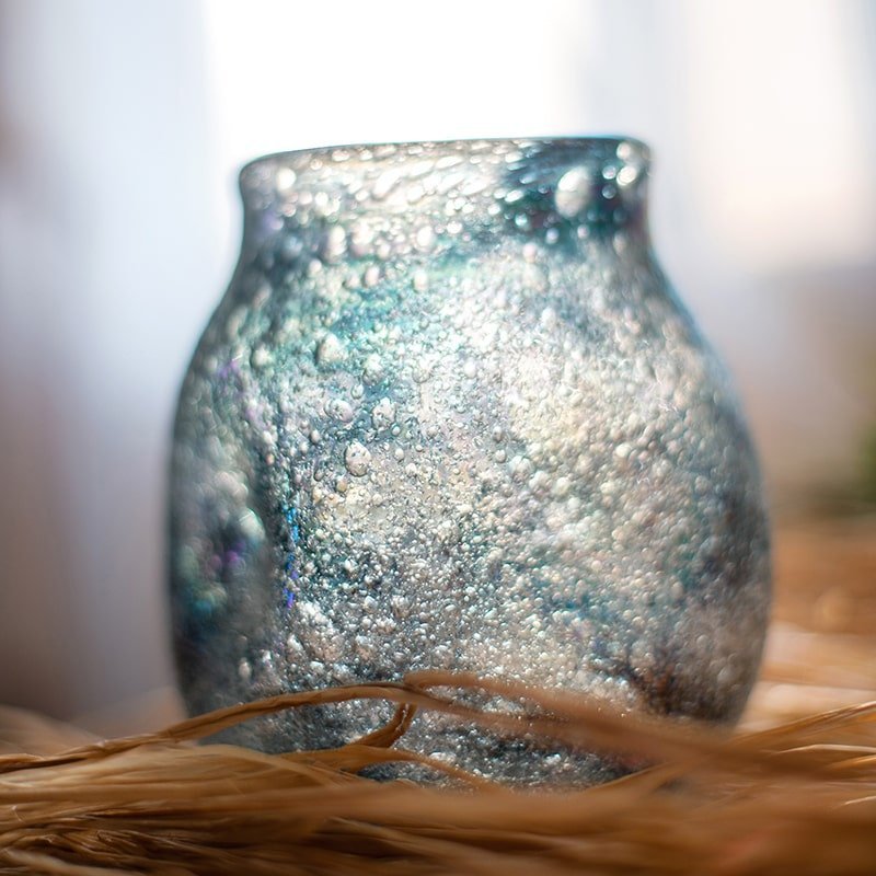 Blue Bubble Hand Blown Glass Vase - Cheeky Garden