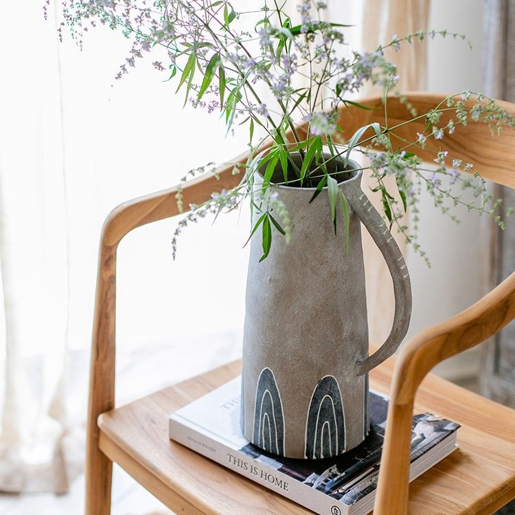 Blue Handpainted Terracotta Vase Jar - Cheeky Garden