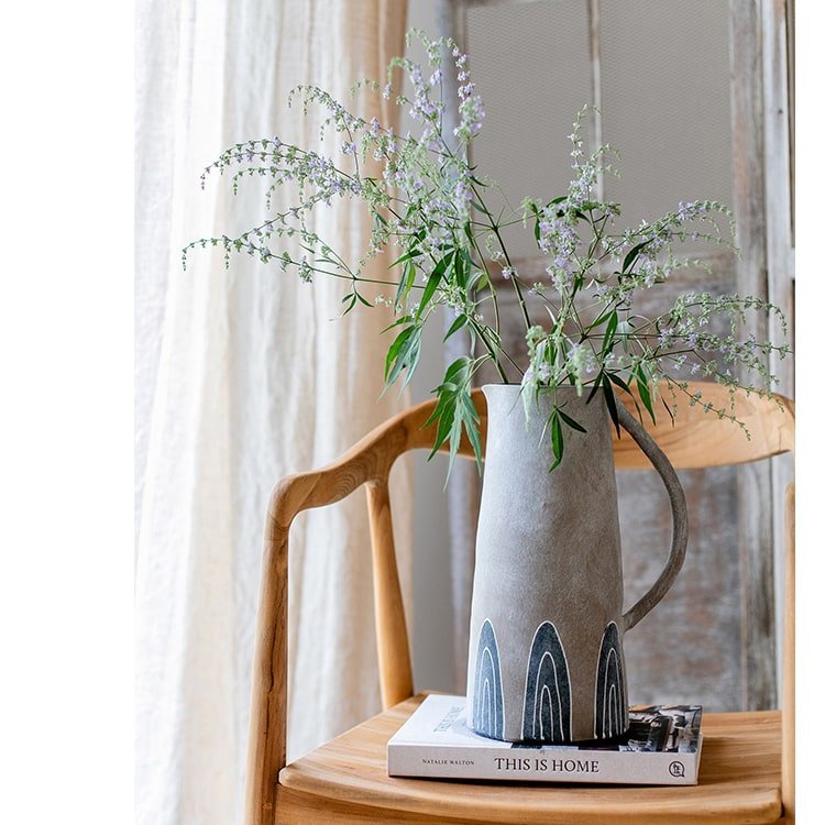 Blue Handpainted Terracotta Vase Jar - Cheeky Garden
