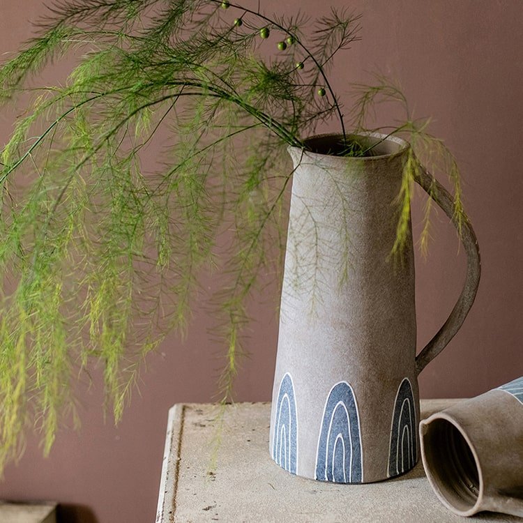 Blue Handpainted Terracotta Vase Jar - Cheeky Garden