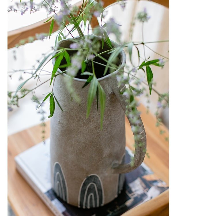 Blue Handpainted Terracotta Vase Jar - Cheeky Garden