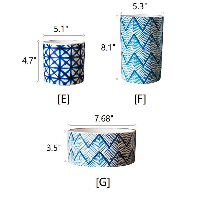 Blue Print Ceramic Vase Planter in Various Patterns - Cheeky Garden