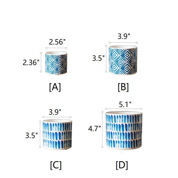 Blue Print Ceramic Vase Planter in Various Patterns - Cheeky Garden