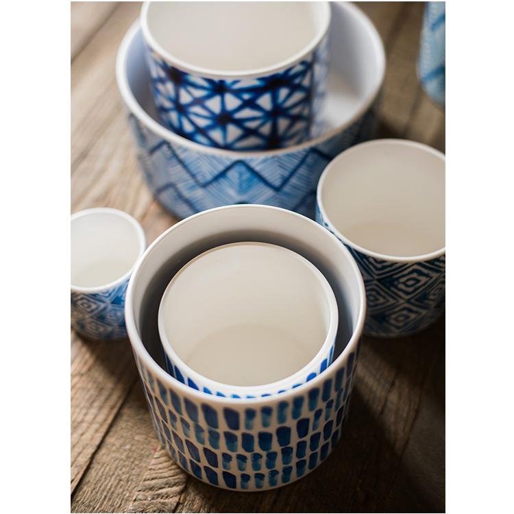 Blue Print Ceramic Vase Planter in Various Patterns - Cheeky Garden