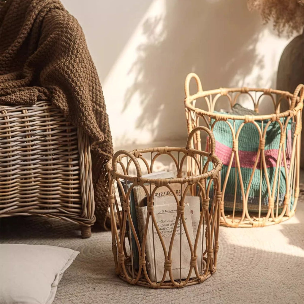 Bohemian Open-Weave Rattan Basket - Cheeky Garden