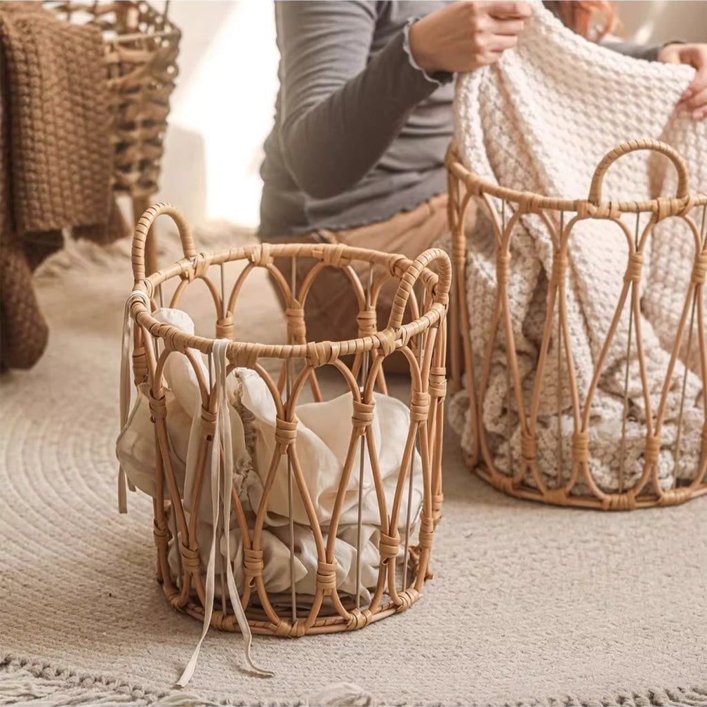 Bohemian Open-Weave Rattan Basket - Cheeky Garden