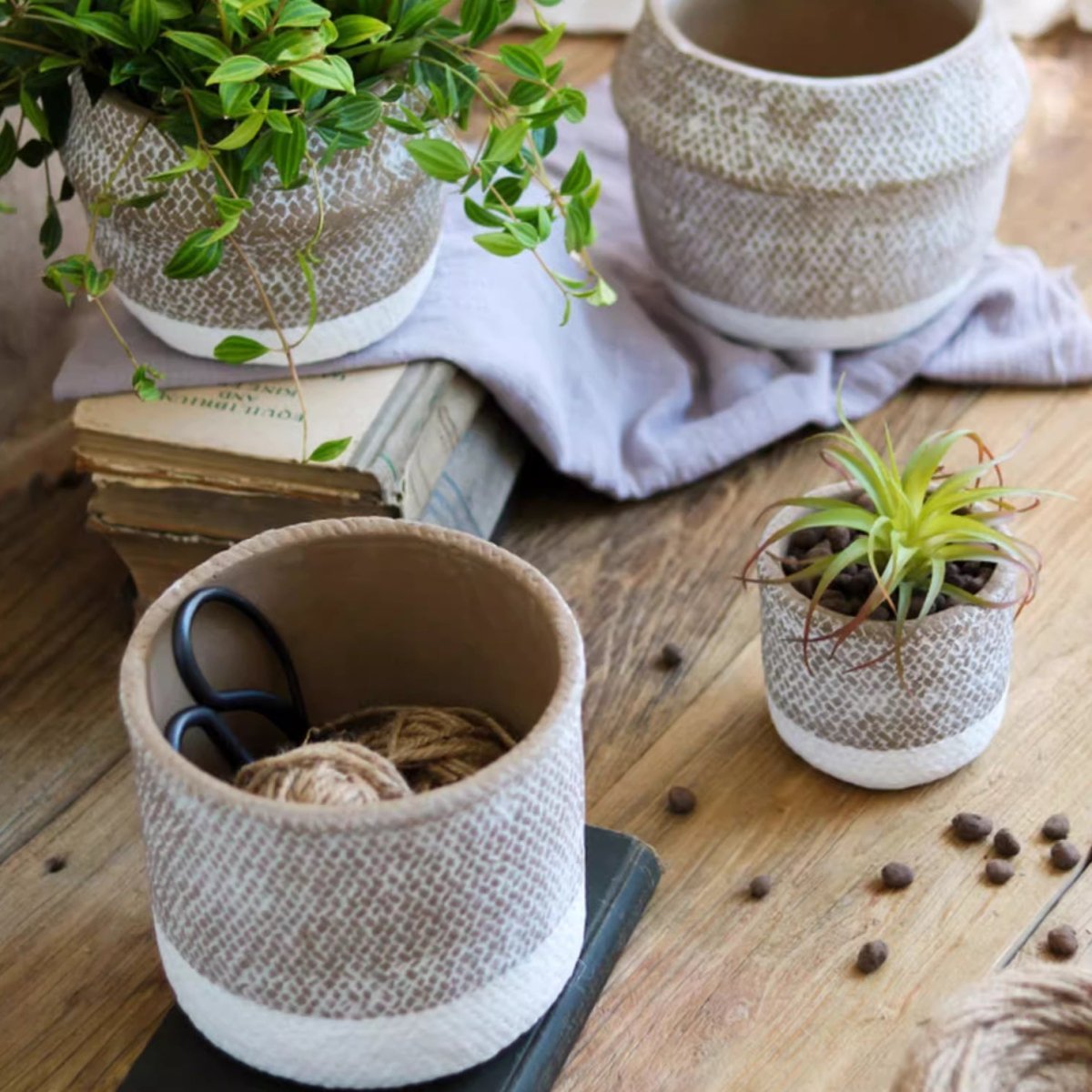 Boho Straw-Look Flower Planter - Cheeky Garden