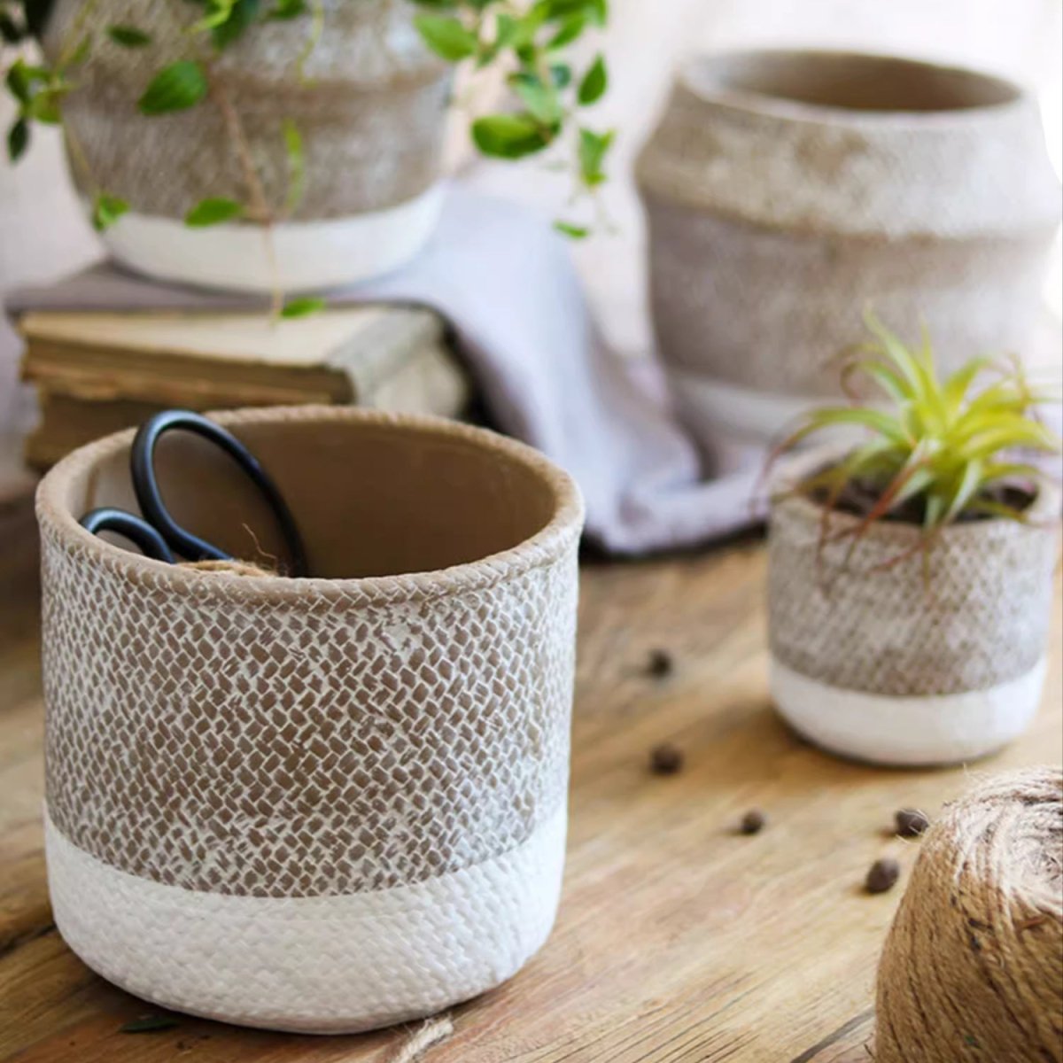 Boho Straw-Look Flower Planter - Cheeky Garden