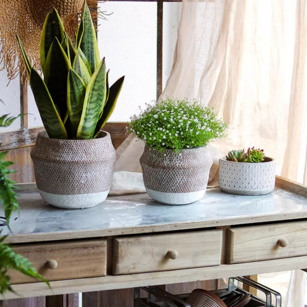 Boho Straw-Look Flower Planter - Cheeky Garden