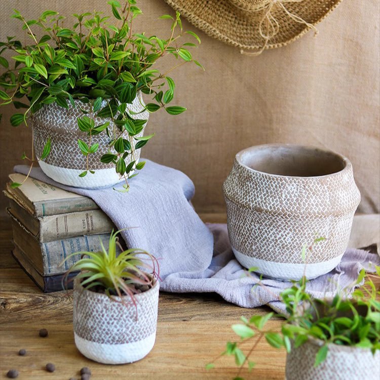 Boho Straw-Look Flower Planter - Cheeky Garden