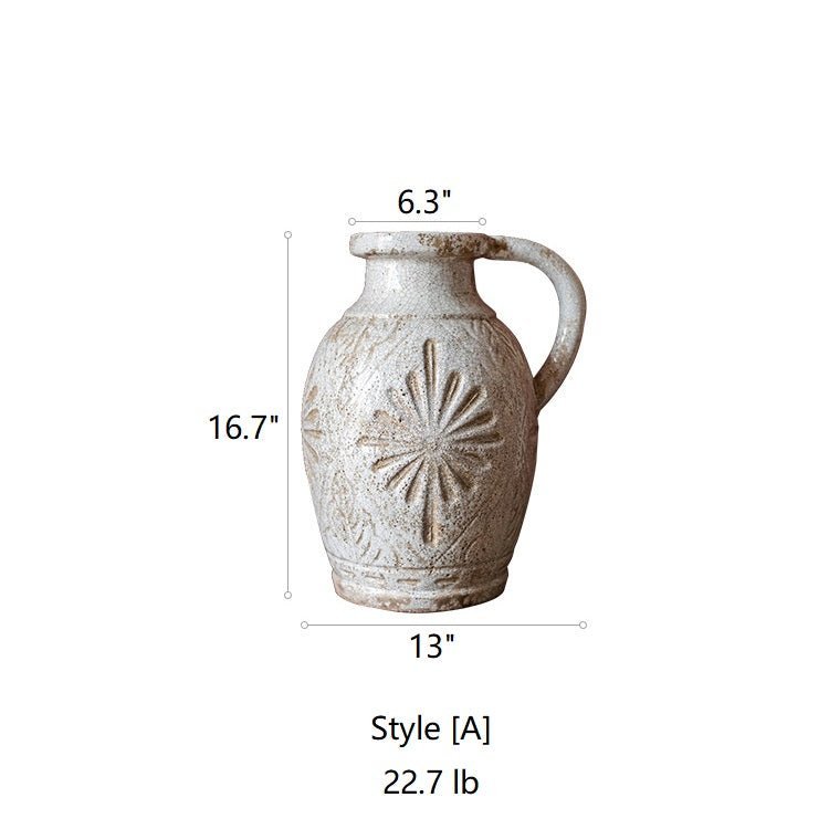 Carved Floral Vase in White - Cheeky Garden
