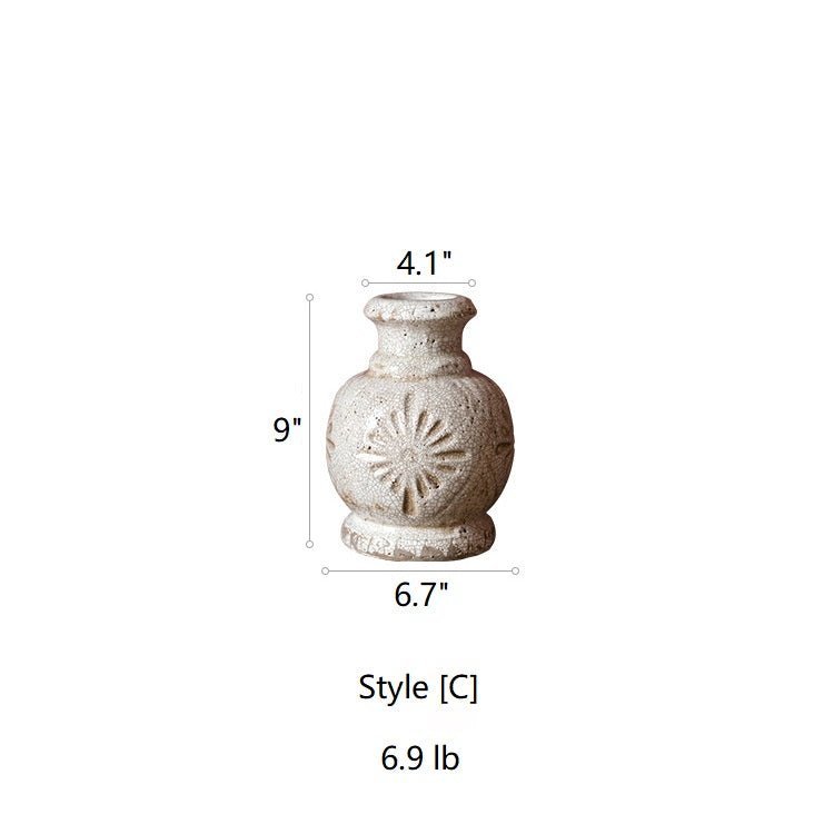 Carved Floral Vase in White - Cheeky Garden