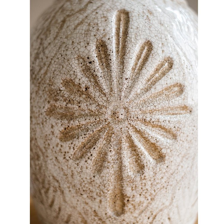 Carved Floral Vase in White - Cheeky Garden