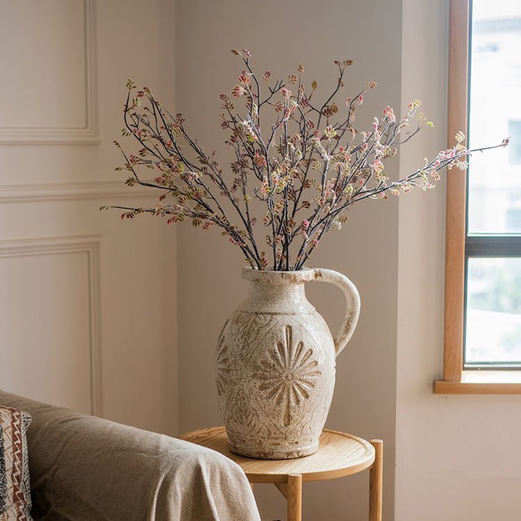Carved Floral Vase in White - Cheeky Garden