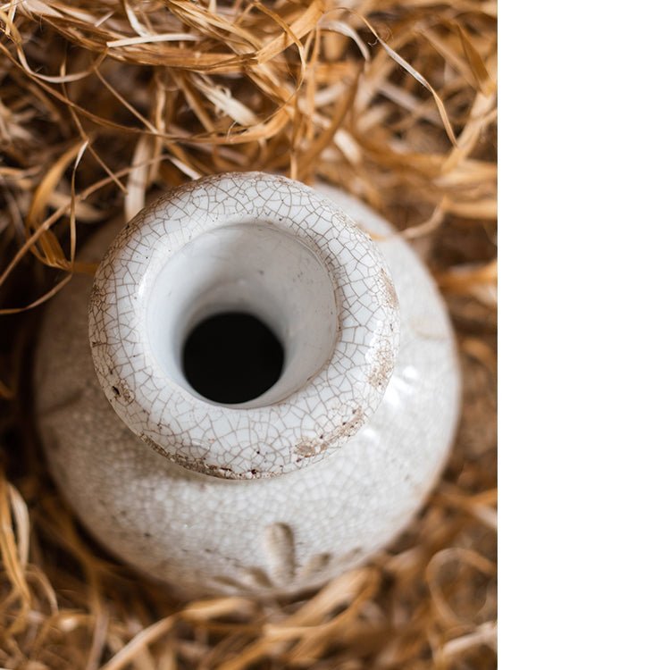 Carved Floral Vase in White - Cheeky Garden