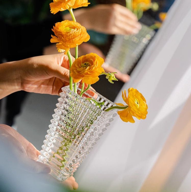 Crystal-Cut Look Glass Vase - Cheeky Garden