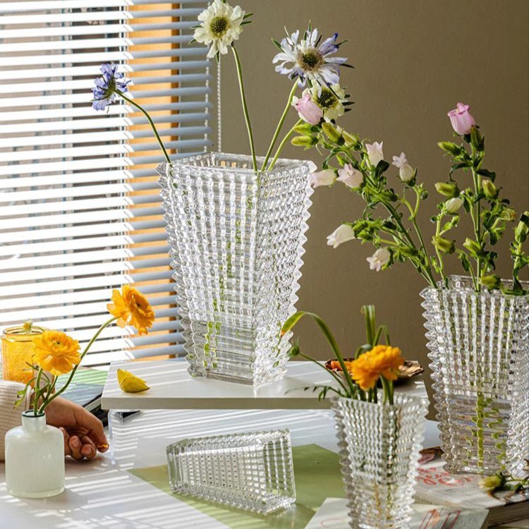 Crystal-Cut Look Glass Vase - Cheeky Garden
