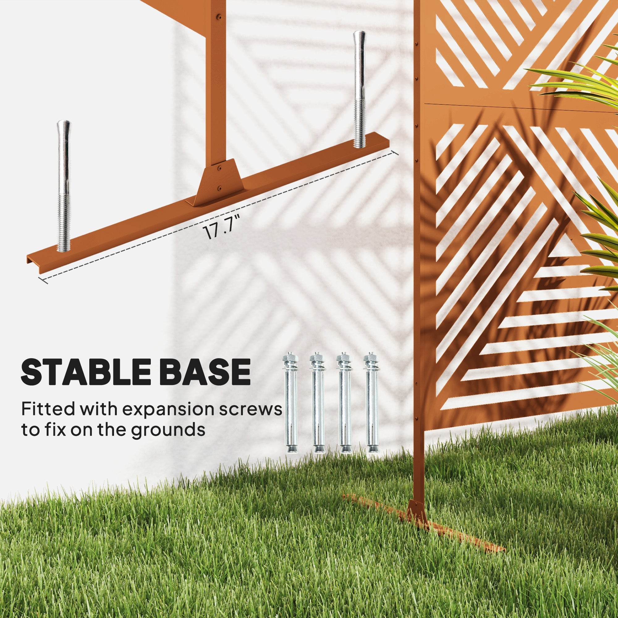 Metal Outdoor Privacy Screen & Plant Trellis with Stand – Rhombus Brown