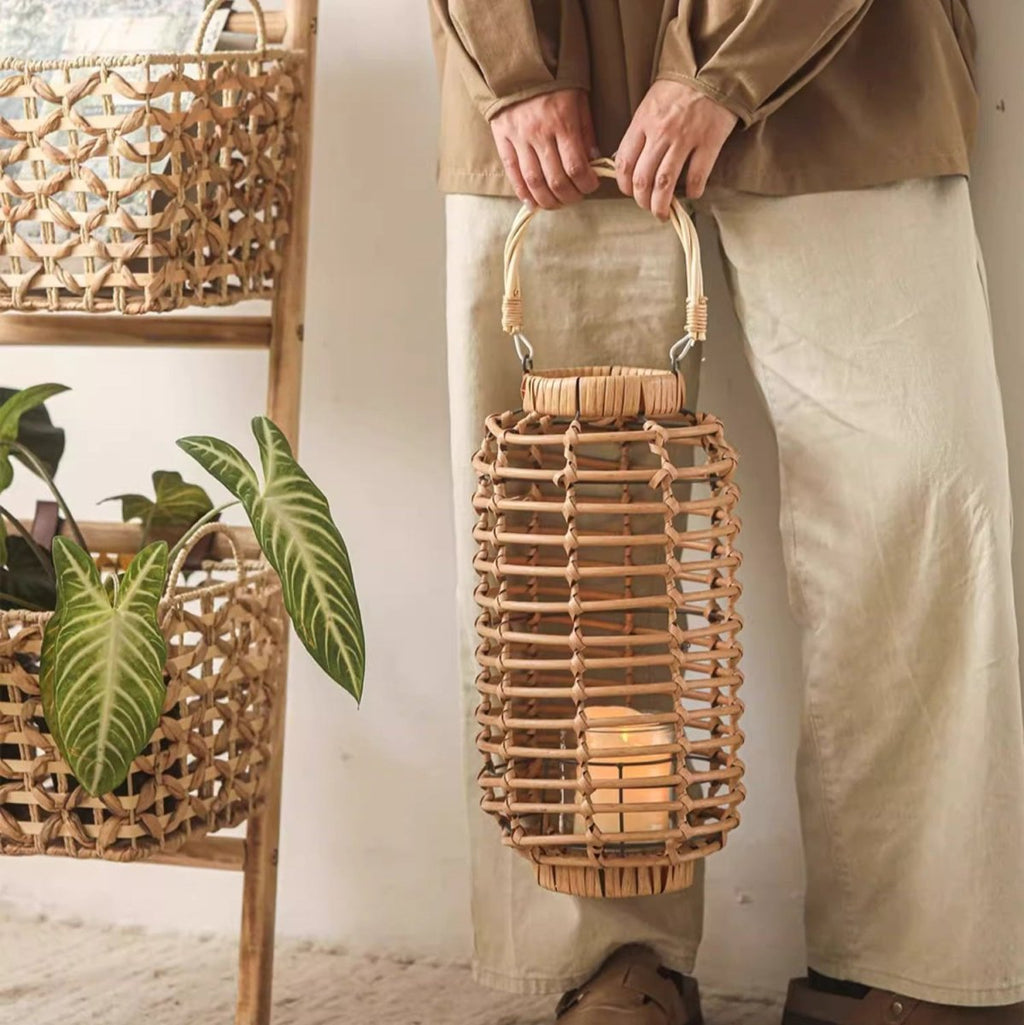 Decorative Bamboo Woven Lantern Holder - Cheeky Garden