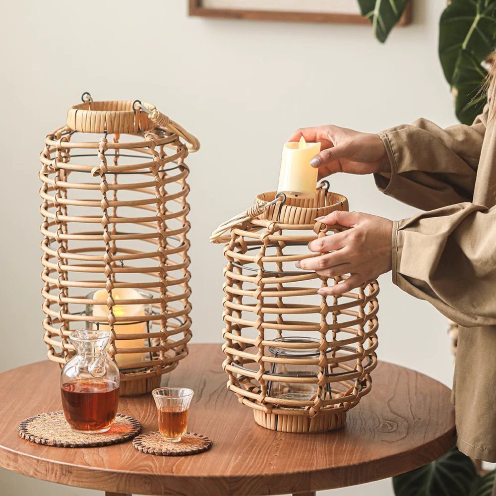 Decorative Bamboo Woven Lantern Holder - Cheeky Garden