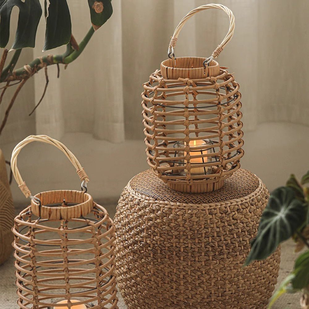 Decorative Bamboo Woven Lantern Holder - Cheeky Garden