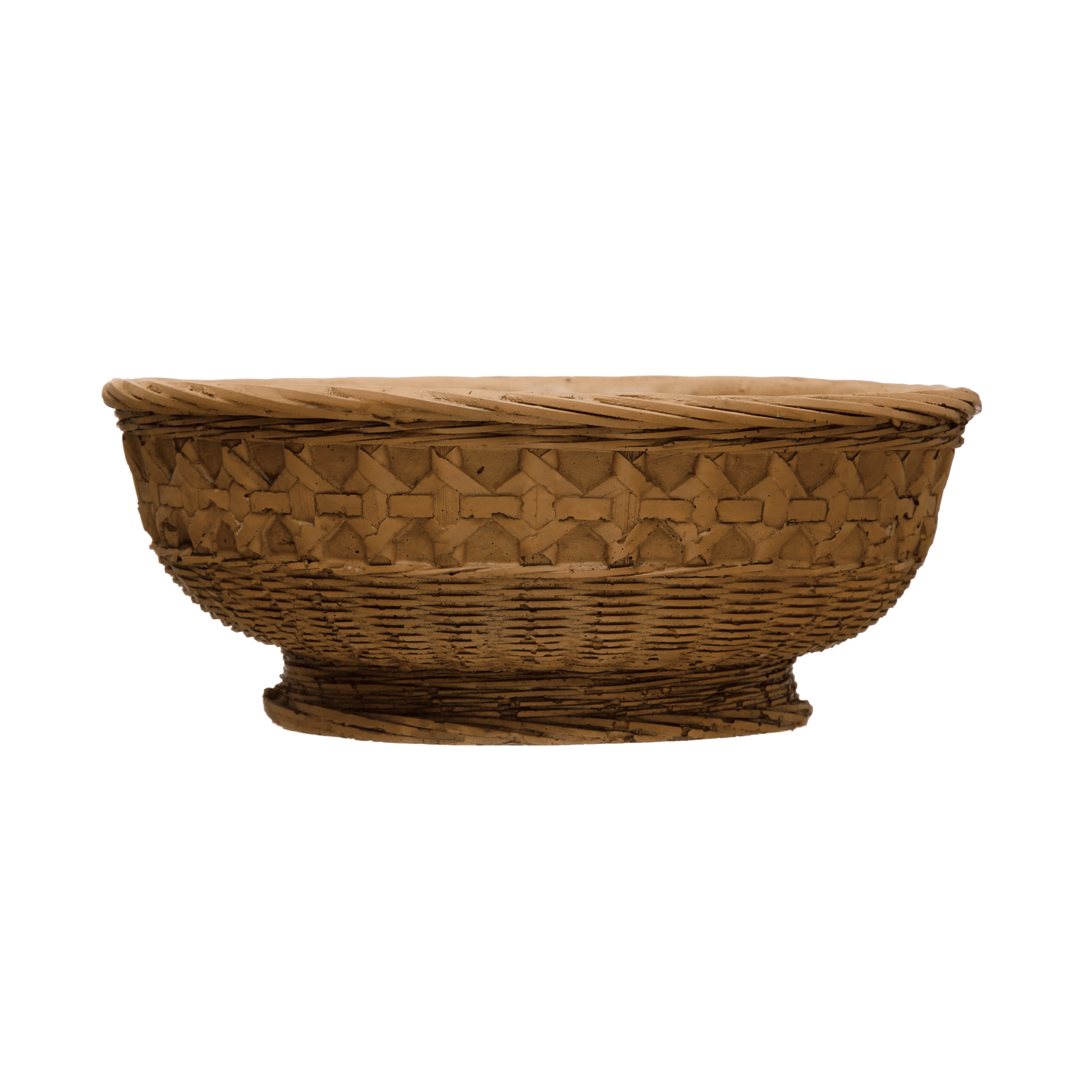 Decorative Debossed Cement Bowl / Planter, Woven Design - Cheeky Garden